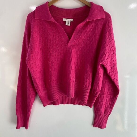 Sincerly Jules Sweaters - Sincerely Jules Women’s Pink Box Collared Knit Pullover Sweater Size Medium